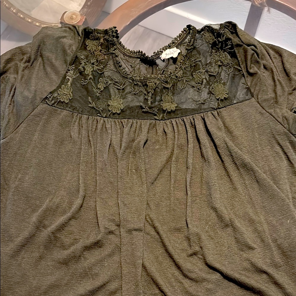 Army Green Lace Top